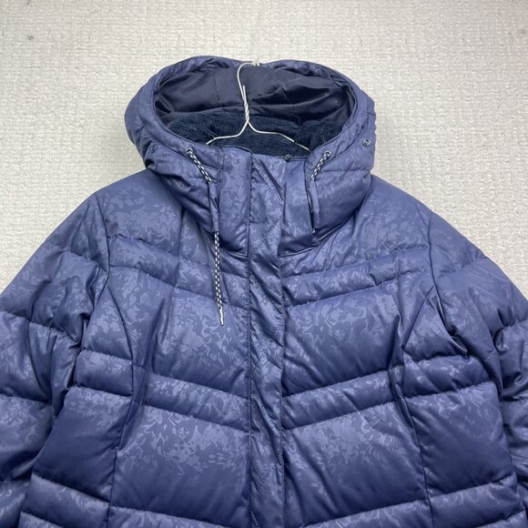 Columbia Catherine Creek Duck Down Feather Parka Jacket Wom Sz L Blue Floral AOP - Picture 2 of 14